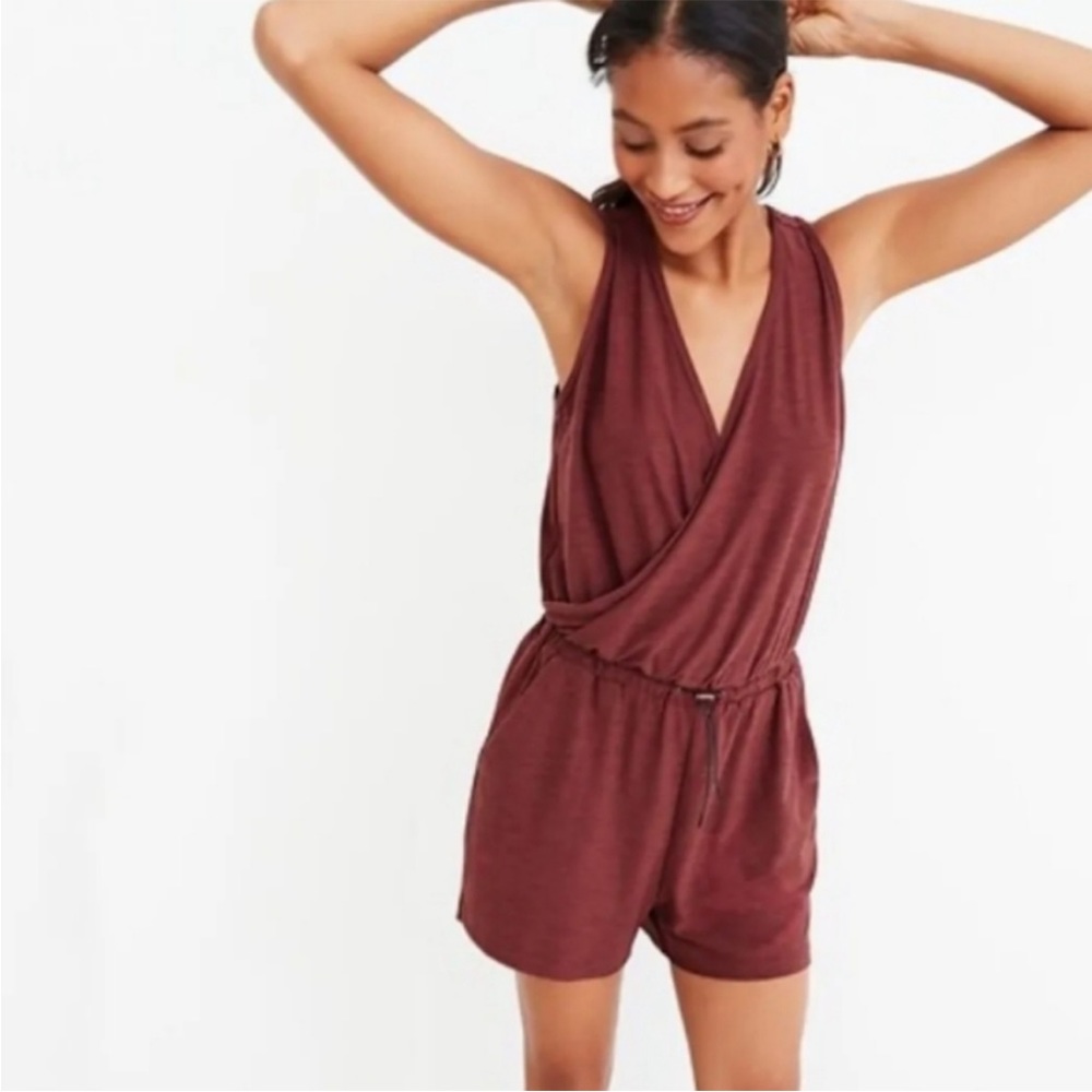 Old Navy Red Maroon Crimson Romper | size medium TALL